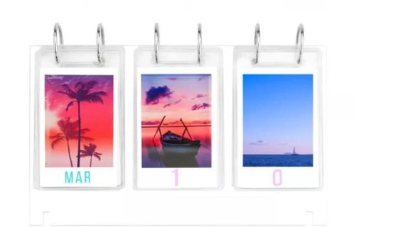 ปฏิทินอะคริลิกใสแบบกำหนดเองแสดงขาตั้งกรอบรูปสองด้าน