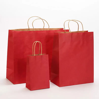 ถุงกระดาษบรรจุภัณฑ์ Takeout พิมพ์โลโก้ ถุงกระดาษคราฟท์เคลือบเงา TUV