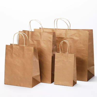 ถุงกระดาษบรรจุภัณฑ์ Takeout พิมพ์โลโก้ ถุงกระดาษคราฟท์เคลือบเงา TUV