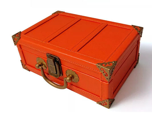 MDF PU Leather Box Flocking Perfume Suitcase Gift Box Handmade