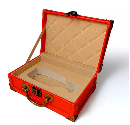 MDF PU Leather Box Flocking Perfume Suitcase Gift Box Handmade