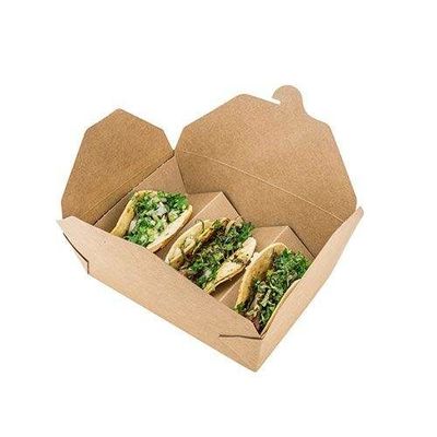 Taco กล่องบรรจุภัณฑ์อาหารแบบกำหนดเอง Kraft Paper Takeout Cardboard Food Boxes
