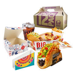 Taco กล่องบรรจุภัณฑ์อาหารแบบกำหนดเอง Kraft Paper Takeout Cardboard Food Boxes