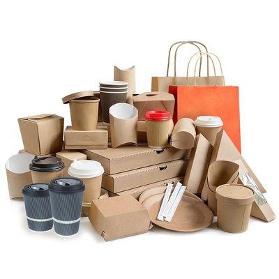 Takeaway กล่องบรรจุภัณฑ์อาหารแบบกำหนดเอง / กล่องอาหารกระดาษคราฟท์ ODM FSC