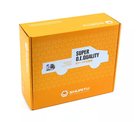 CMYK Auto Parts กล่องบรรจุภัณฑ์กระดาษเคลือบเงาสีส้มโลโก้ที่กำหนดเอง BSCI