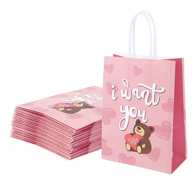 กระเป๋าถือกระดาษคราฟท์วาเลนไทน์ CMYK Kraft White Paper Gift Bag Debossing
