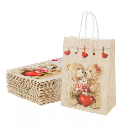 กระเป๋าถือกระดาษคราฟท์วาเลนไทน์ CMYK Kraft White Paper Gift Bag Debossing