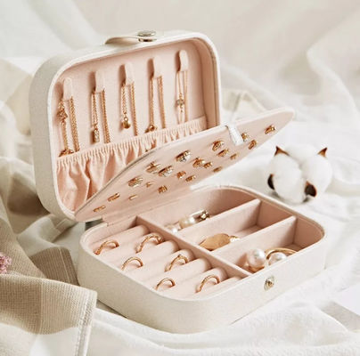 E457 Travel Jewelry Box กล่องของขวัญอัญมณีย่อยสลายได้หนัง PU แบบพกพา