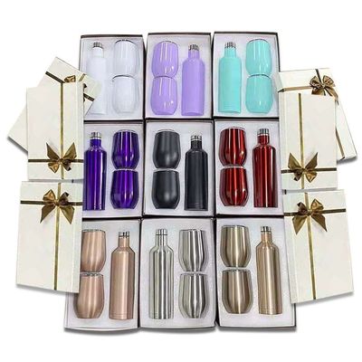 กล่องชุดของขวัญแก้วไวน์ขนาด 500 มล. 12 ออนซ์ Stemless Stainless Steel Insulated Sublimation